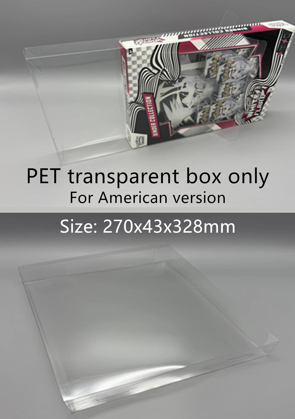 Caja de almacenamiento transparente a prueba de polvo para Dragon Elite Trainer Box/Eevee, paquete de alta clase, estuche protector de plástico para exhibición de tarjetas, color blanco y negro