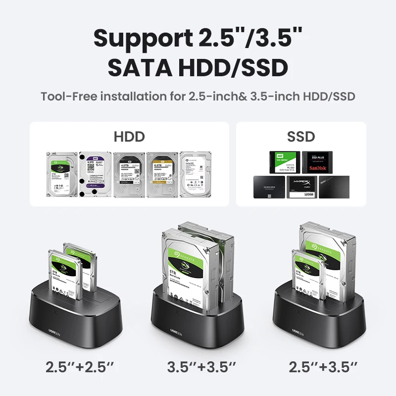 UGREEN Base SATA USB 3.0 para Discos Duros 2.5/3.5 y SSD - imagen 5
