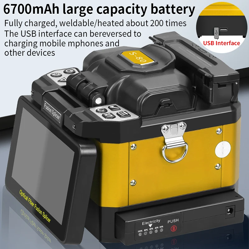 Empalmador de fusión de fibra óptica S-80/A-88S/FS-60E/A-88S seis motores multilingüe SM/MM máquina de soldadura de núcleo de fibra óptica pantalla táctil - imagen 4