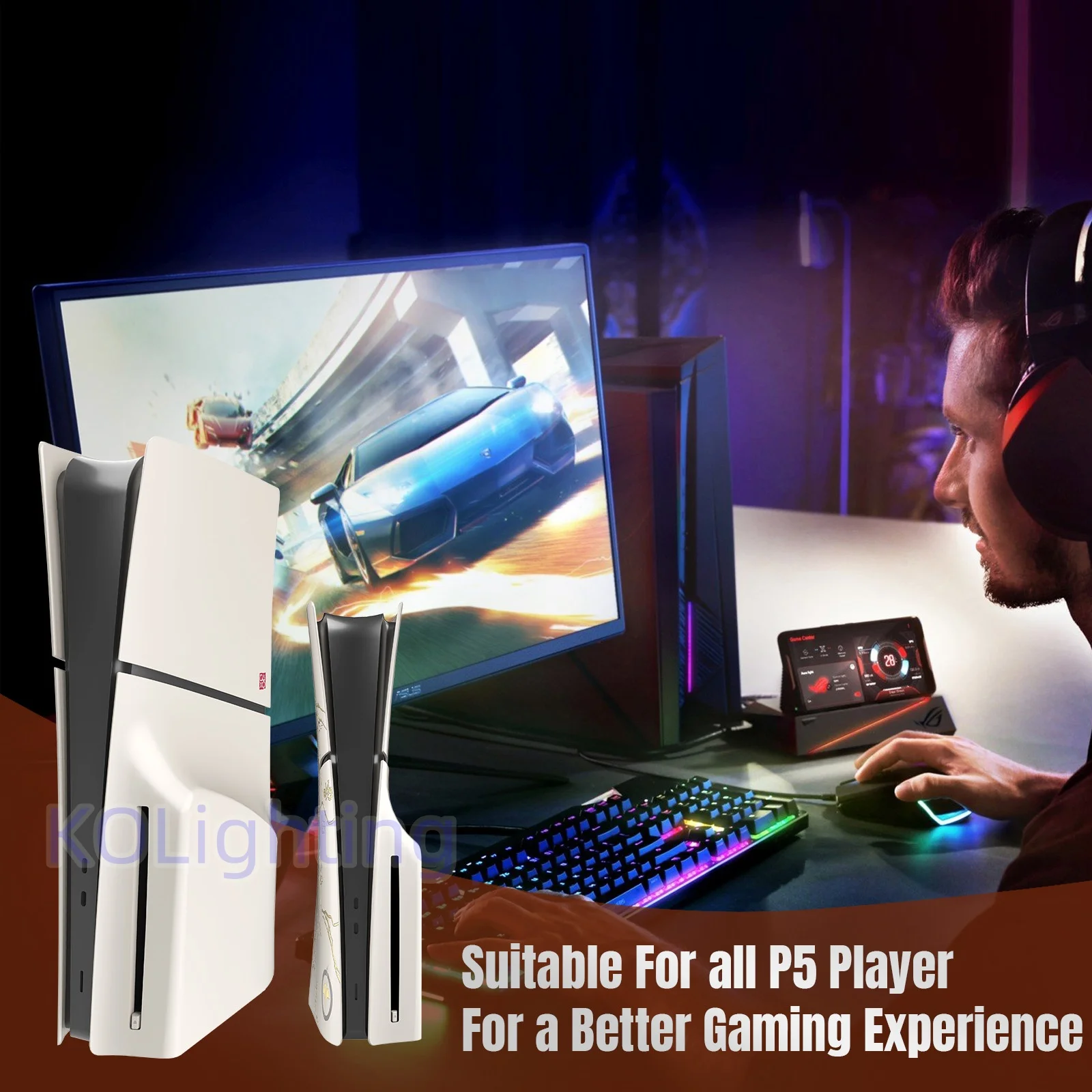 Nuevos accesorios actualizados PlayStation 5 Slim, placas de cubierta de placa frontal de repuesto protectora para PS5 Slim Disc Edition Ghost - imagen 5