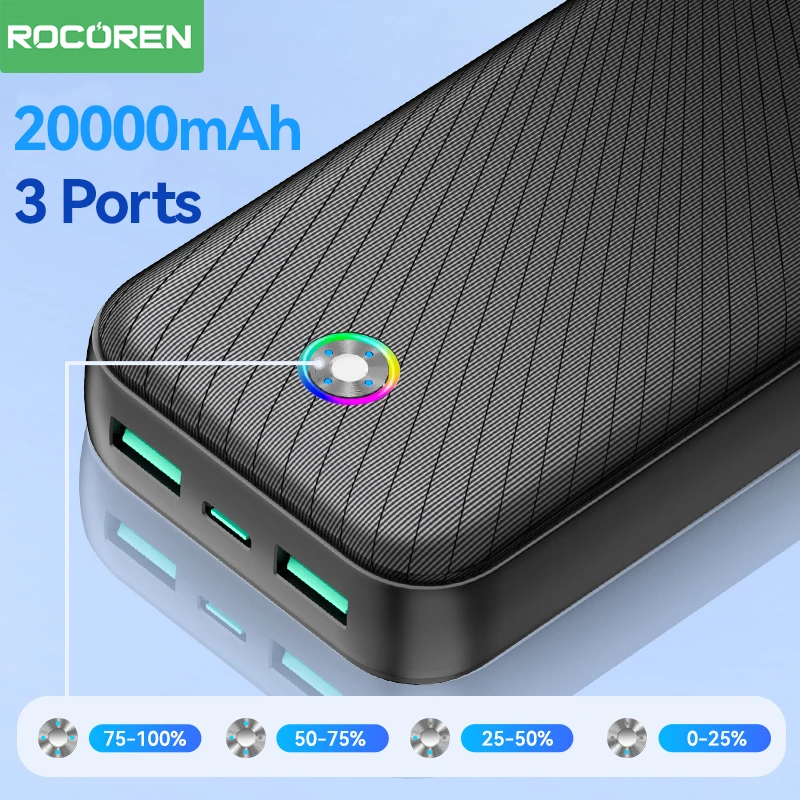 Rocoren 30000mAh PD 35W banco de energía portátil de carga rápida para iPhone 17 Pro Max Xiaomi 15 30000 mAh batería externa - imagen 3