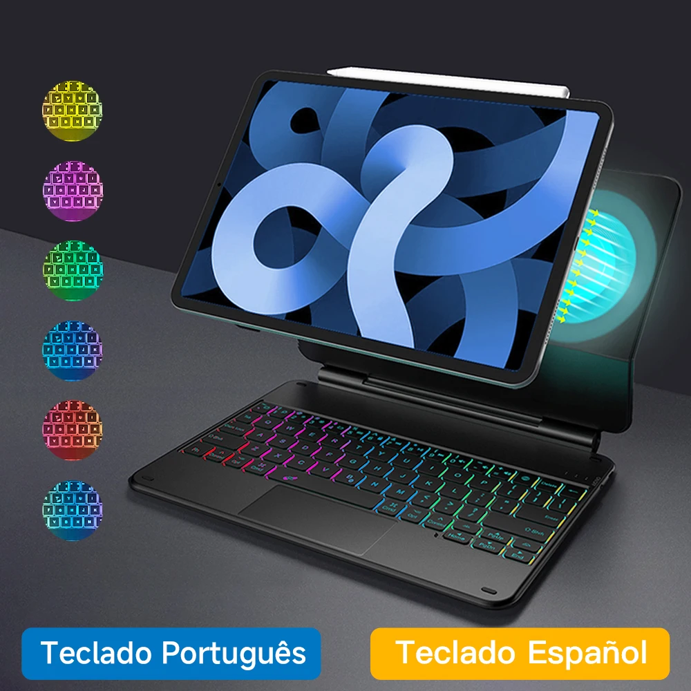 Teclado mágico para iPad Pro 11 Air 4 5, funda de 10,9 pulgadas, retroiluminado, inalámbrico, Bluetooth, con panel táctil
