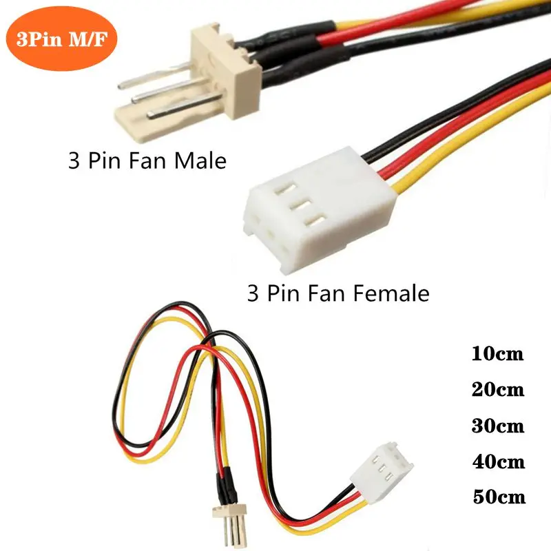 Cable de extensión de ventilador de 3 pines Cable de extensión de ventilador de CPU macho a hembra Cable de extensión de 3/4 pines Cable de extensión de alimentación de ventilador