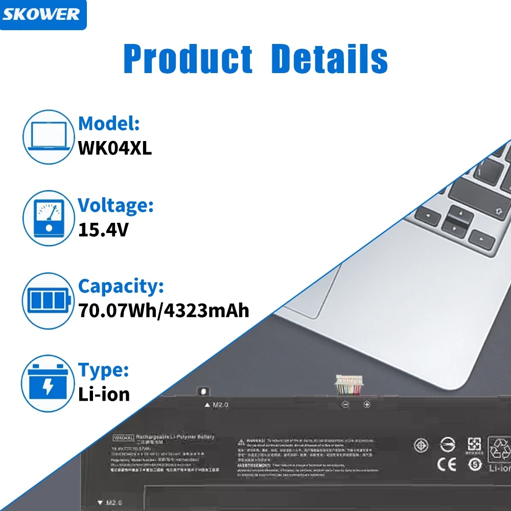 SKOWER WK04XL batería para Hp Victus 16-b 16-c 16-d 16-e Series 16-D0013DX 16-D0001UR 16-D1113TX 16-E0005UA 16-E0029UR 16-E0194NW - imagen 2