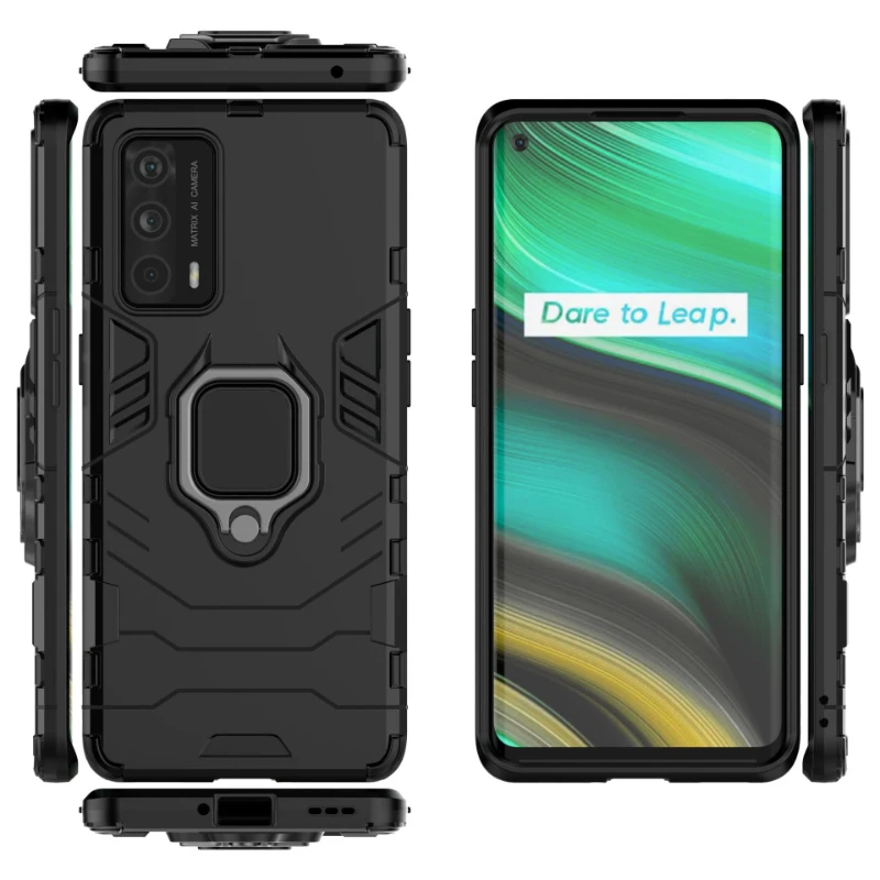 Funda de teléfono para OPPO Realme X7 Pro Ultra 5g, carcasa trasera a prueba de golpes, armadura anticaída, soporte de anillo de Metal, Funda magnética - imagen 3