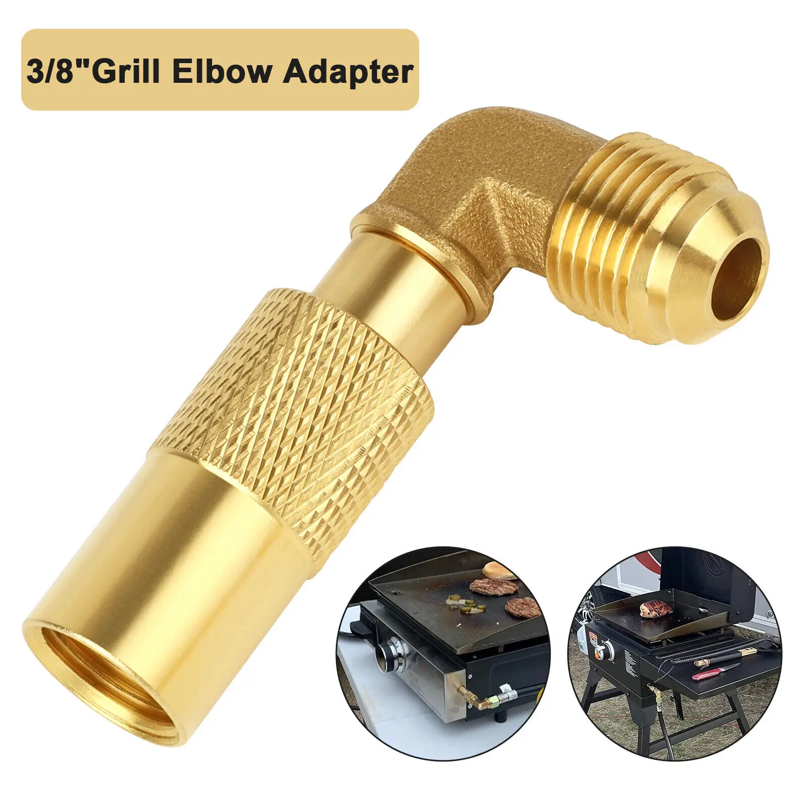 Adaptador de codo de propano con conexión acampanada macho de 3/8 ", adaptador de codo de 90 grados de latón, accesorio de conversión para parrilla de 17" y 22" caliente