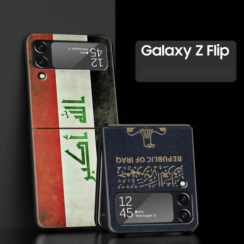 Para Samsung Galaxy Z Flip 3 4 5 duro negro plegable PC funda de teléfono Saddam Hussein bandera de Irak de lujo para Samsung Z Flip3 contraportada - imagen 2