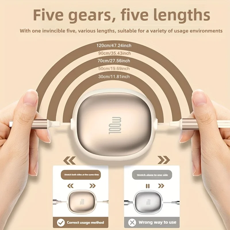 Cable de carga rápida micro retráctil 3 en 1 de 100W USB a tipo C para iPhone 14 13 12 11 Pro Max 7 8 Samsung S24 Xiaomi Cable - imagen 2