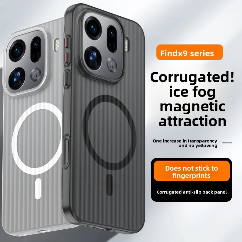 Para OPPO Find X9 Pro para funda magnética MagSafe para Find X8Pro X8S + equipaje raya transparente mate duro cubierta a prueba de golpes parachoques