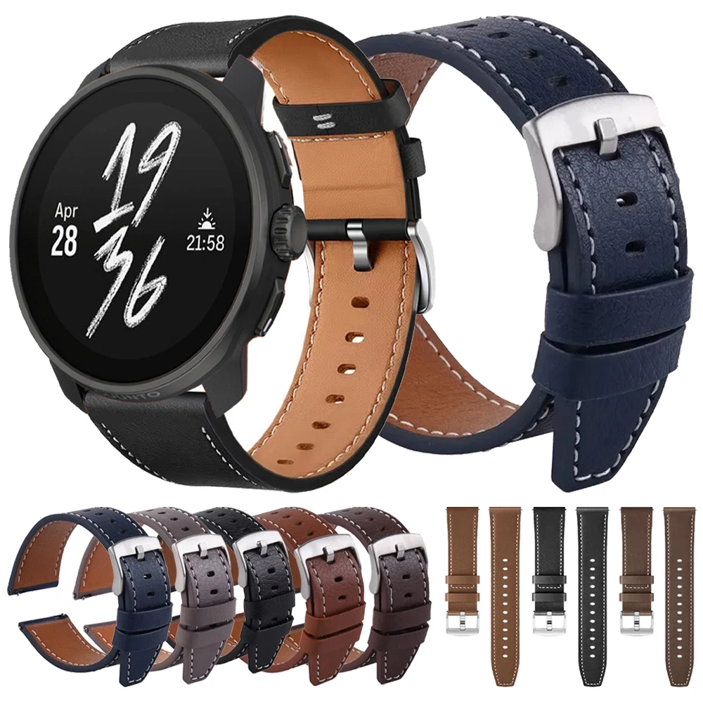 Correa de 20mm 22mm para SUUNTO RACE S/OCEAN/VERTICAL/5 9 PEAK PRO correa de reloj de cuero para Suunto 3 Fitness Correa accesorios de pulsera - imagen 2