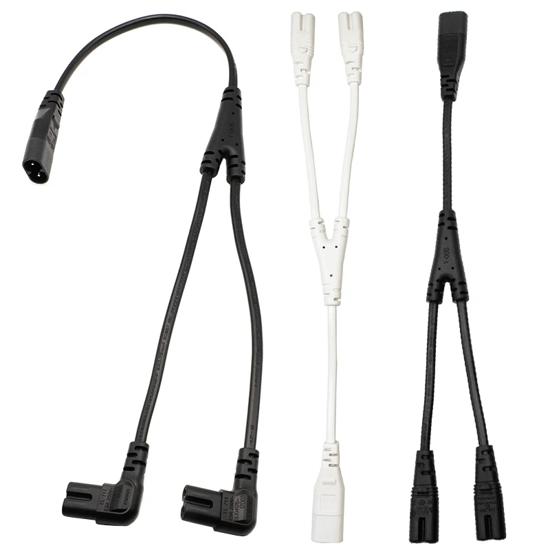 1 unidad IEC 320 C8 2 pines macho a 2 x C7 hembra Y Cable de alimentación dividido negro/blanco IEC 320 C7 a C8 cables de extensión C8 macho a C7 hembra