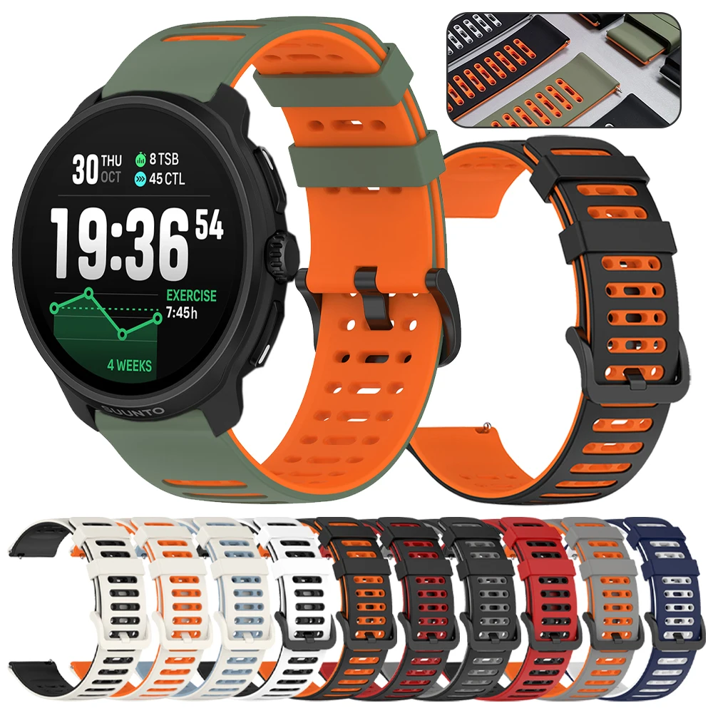 Correa de silicona de 22mm para SUUNTO RACE 2/S, correa de reloj suave para SUUNTO RUN OCEAN VERTICAL/5 9 PEAK DLC, pulsera deportiva transpirable - imagen 2