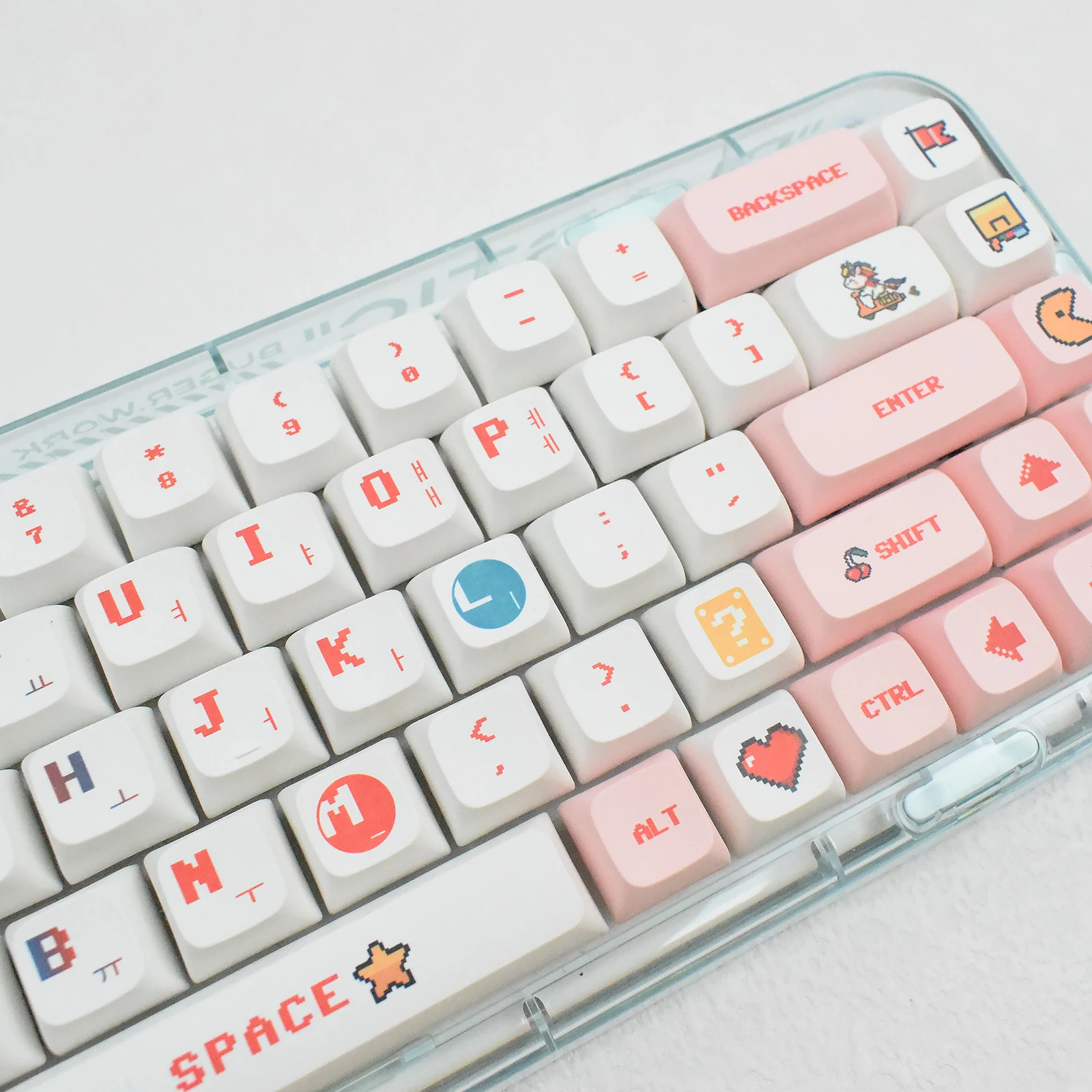 Teclas de color rosa de Pixel Wars, teclas bonitas, perfil XDA, tinte PBT, sublimación, para teclado mecánico MX Switch, 124 teclas - imagen 5