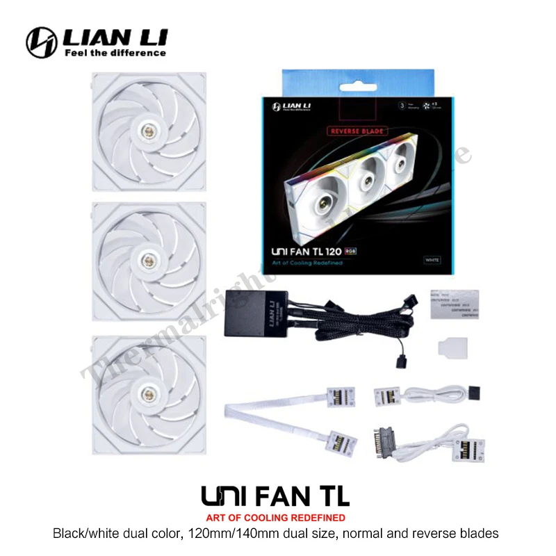 LIAN LI UNI-ventilador TL120 140 PC, radiador RGB para armario, Gen. 4. ª evolución del rendimiento Hoja delantera/inversa, paquete de 1 / 3 piezas - imagen 5