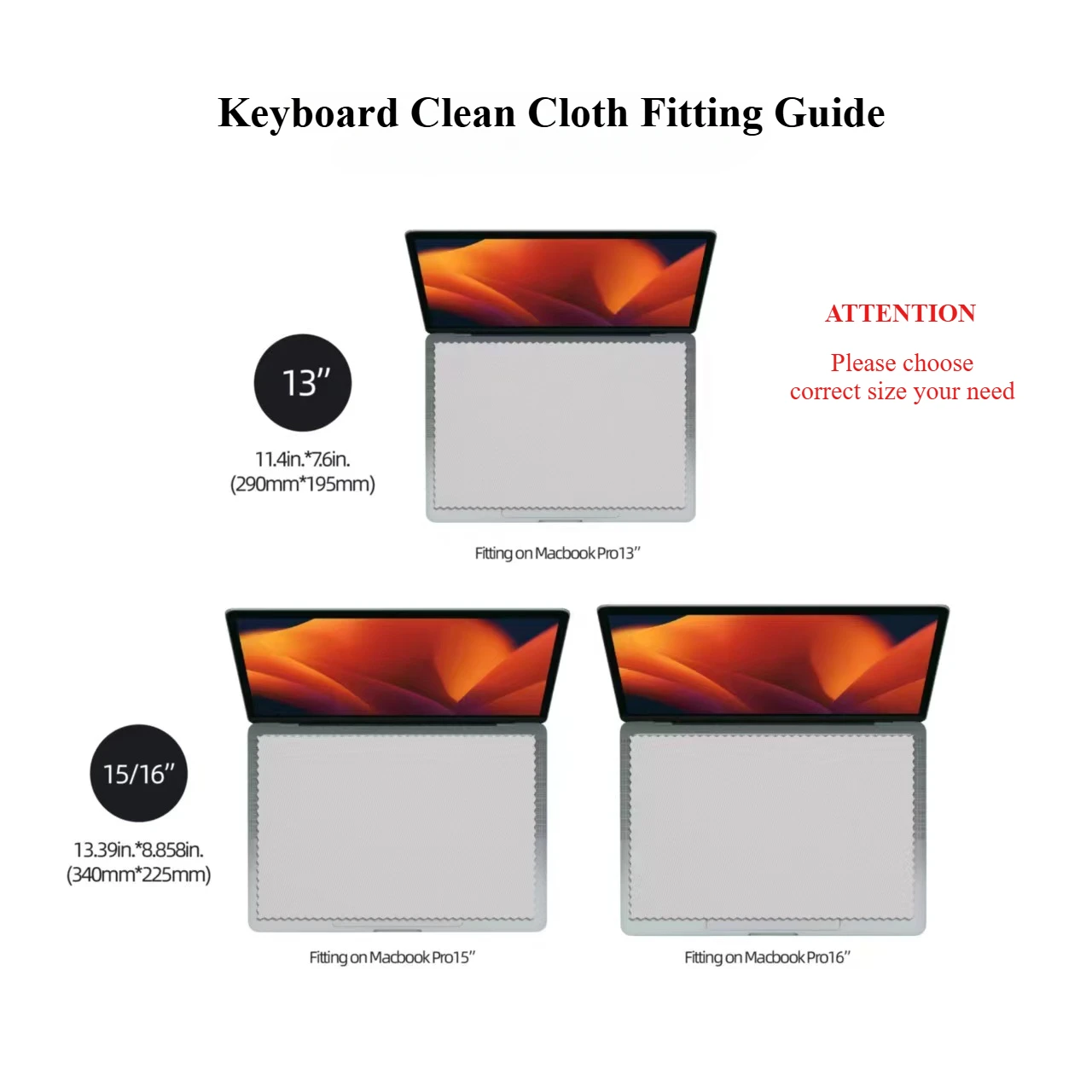 Paño de limpieza con revestimiento de microfibra para teclado de pantalla de ordenador portátil, protección de huellas dactilares, Compatible con MacBook Air Pro 13 "14" 15 "16", 2 uds. - imagen 4
