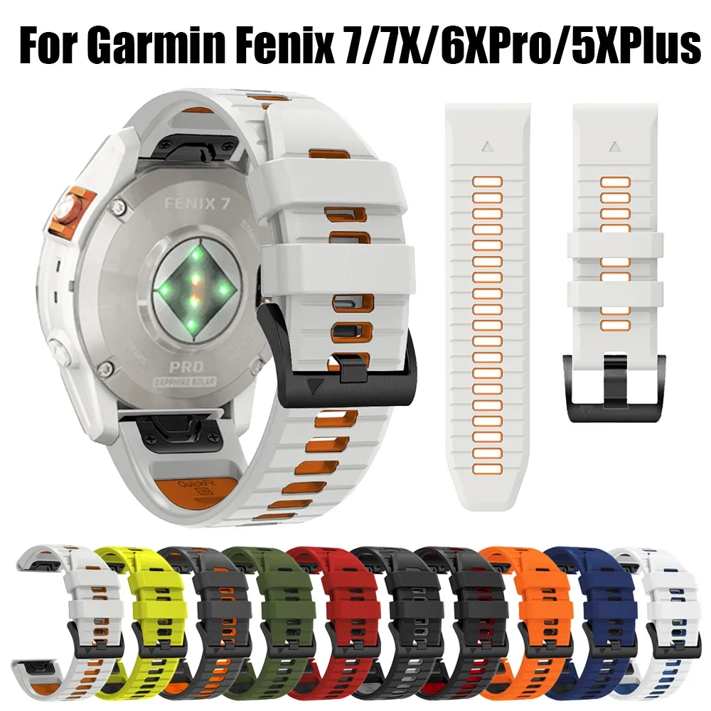 Correa QuickFit de silicona de dos tonos de 22mm y 26mm para Garmin Fenix 7X 7 6X Pro 5X Plus Epix Pro Gen 2 47mm 51mm/TACTIX 7Pro - imagen 2