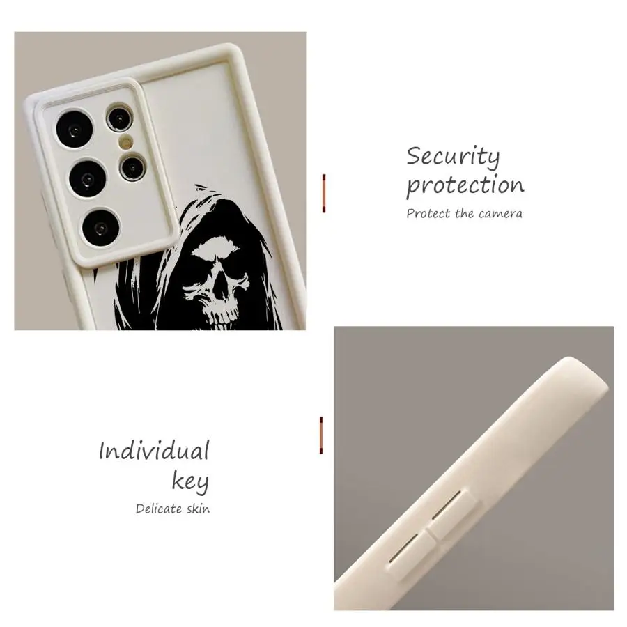 Funda de teléfono con calavera para Samsung Galaxy S24 S24 FE S25 S22 S21 S20 S25 Ultra S23 S23 Plus Note 20 TPU Ultra suave - imagen 3