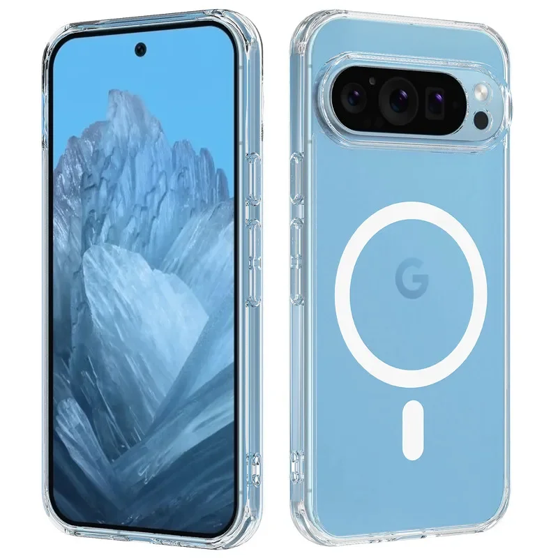 Para Google Pixel 9, 9 Pro, 9 Pro XL funda magnética ELVEV calidad transparente PC TPU cubierta protectora trasera - imagen 2