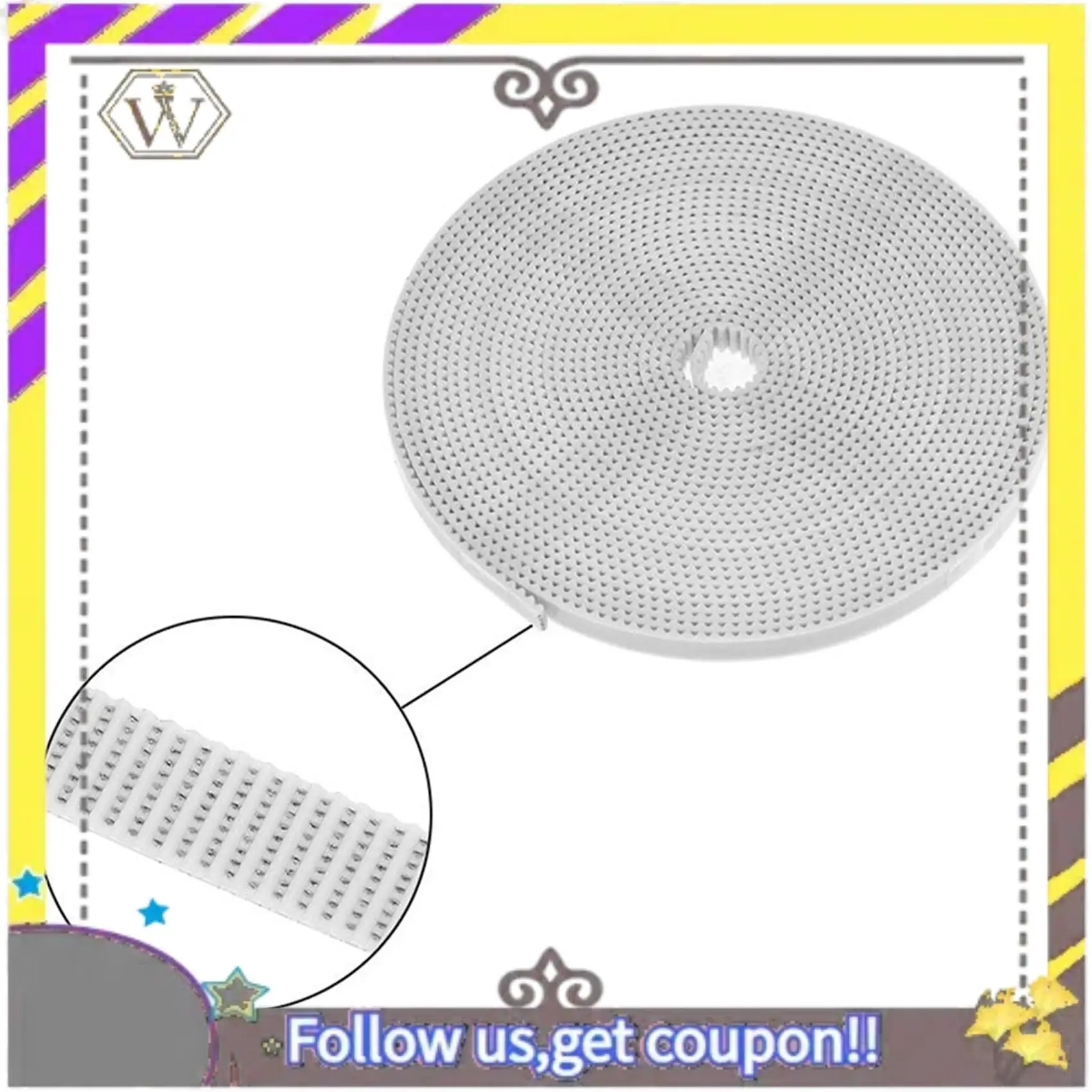 AU33-1X Pu con núcleo de acero correa de distribución Gt2 2Gt y 10X GT2 20 sin dientes diámetro 5Mm polea tensora de correa de distribución de aluminio - imagen 4