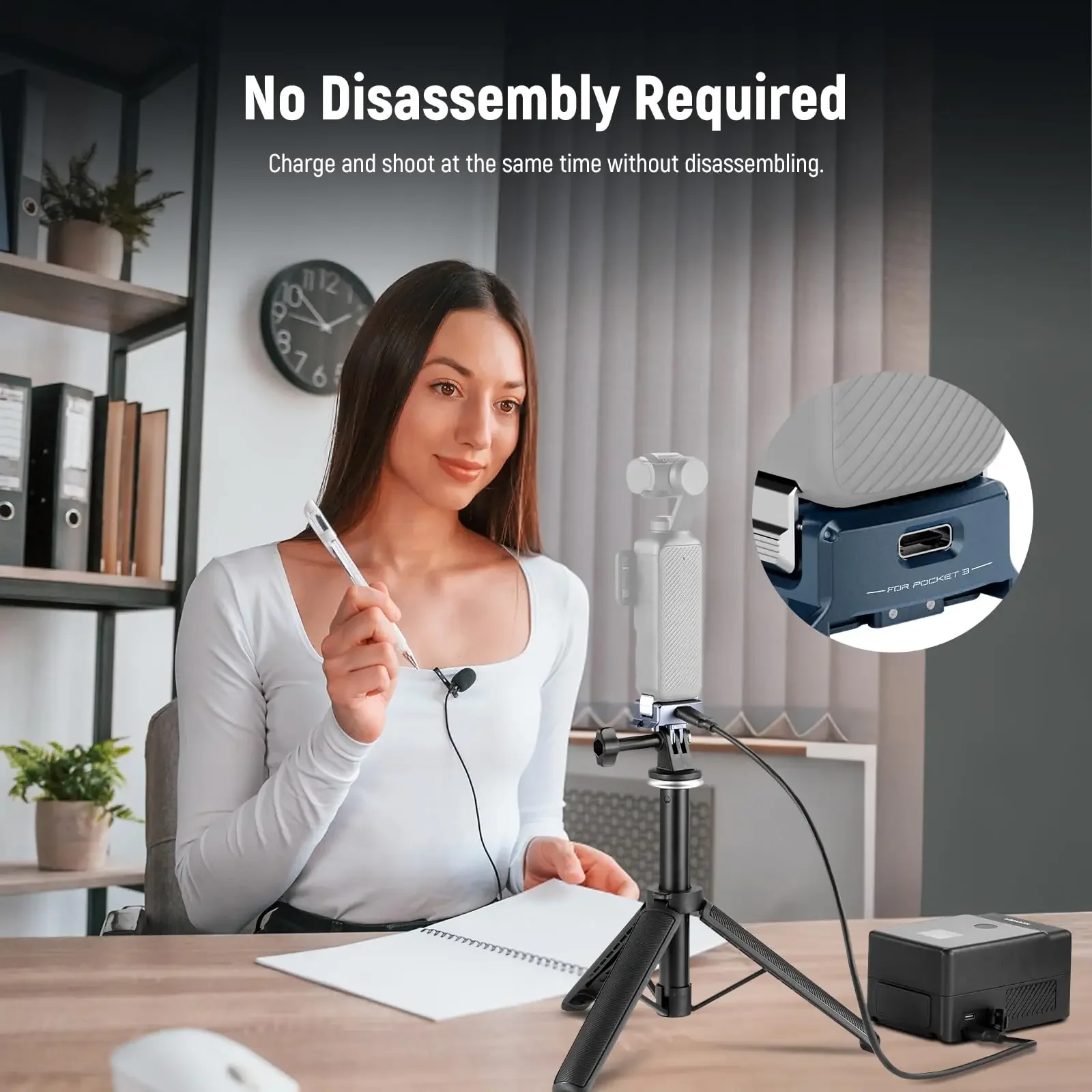 NEEWER Base adaptadora de carga para DJI Osmo Pocket 3 con rosca 1/4 tipo Arca cola de milano dedos plegables magnéticos para trípode - imagen 5