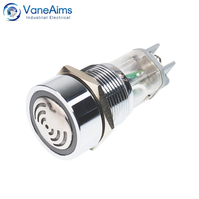 Zumbador de Flash LED de 16/19/22mm, 12V, 24V, 220V, alarma de sonido intermitente, lámpara de señal, Flash, zumbador de metal, resistente al agua IP65 - imagen 2