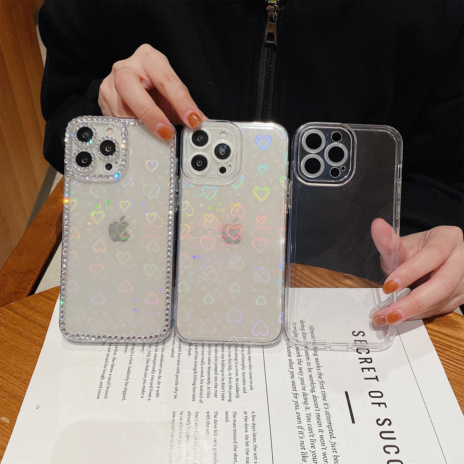 Funda de teléfono transparente con gradiente láser, carcasa de cartón holográfico para Xiaomi Mi 11T, Redmi Note 11, 10, 9, 8 Pro, Poco X3, NFC - imagen 4