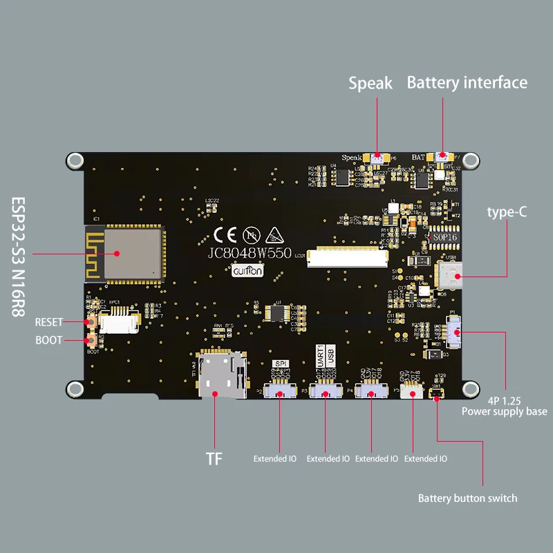 Guition ESP32S3 8M PSRAM 16M FLASH 5 pulgadas IPS 800*480 módulo de pantalla LCD de alta definición táctil capacitivo con WIFI y Bluetooth - imagen 5