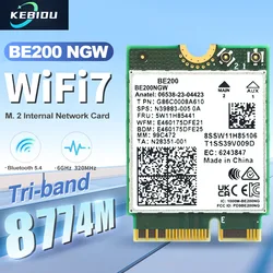 Wi-Fi 7 BE200 Bluetooth5.4 Wifi NGFF Card 8774Mbps BE200NGW Tri-band 2.4/5/6GHz Wireless Network Adapter For Win 10/11 PC Laptop