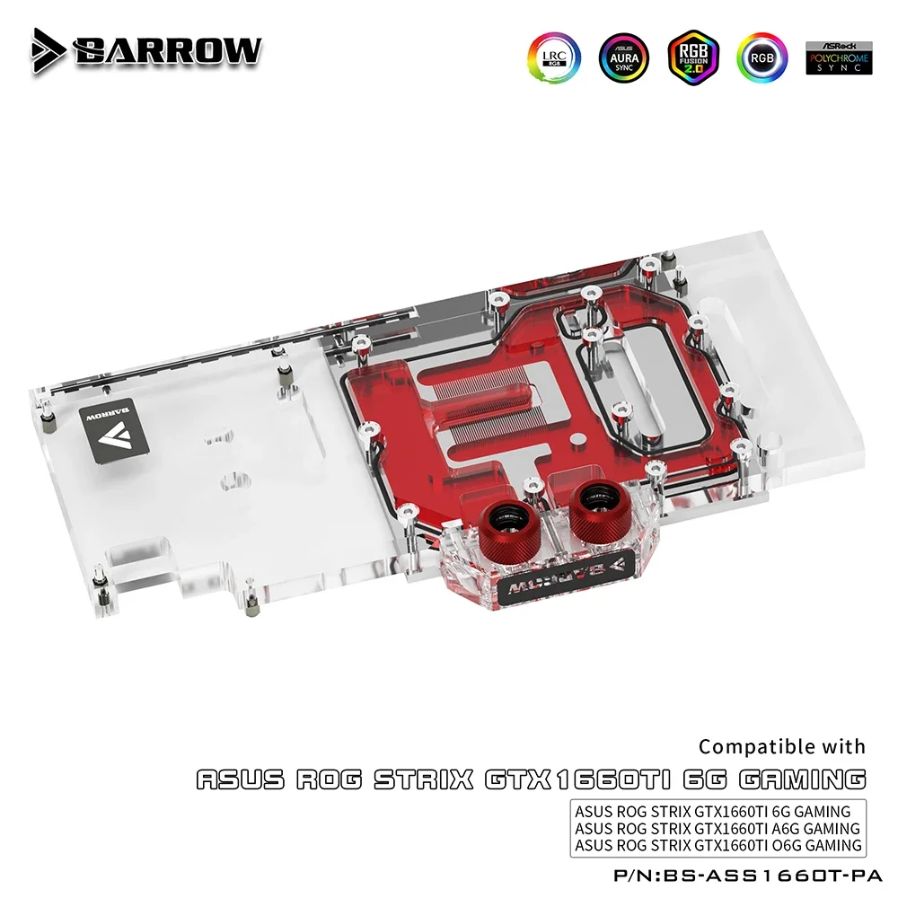 Barrow GPU bloque de refrigeración por agua para ASUS ROG STRIX GTX 1660TI 6G / A6G / O6G Gaming 5V ARGB 3PIN AURA SYNC - imagen 2