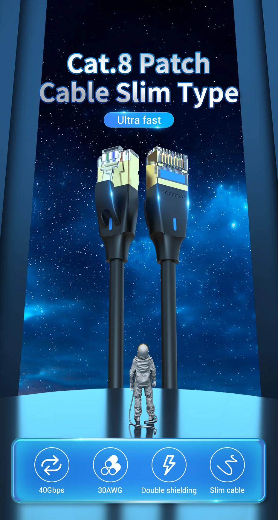 Una imagen azul y negra de un hombre parado frente a dos postes negros