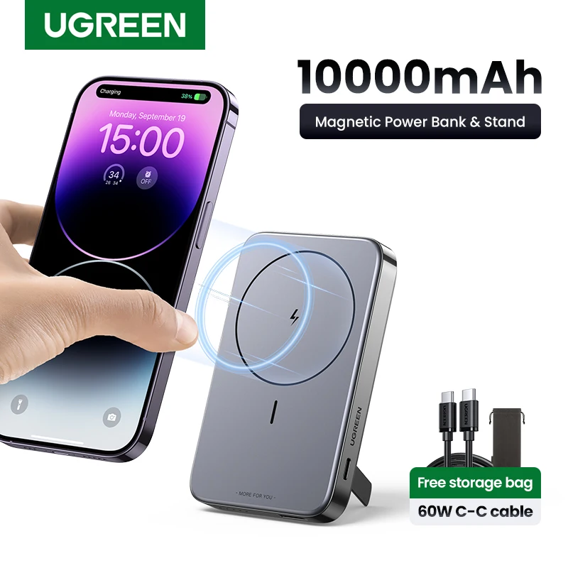 UGREEN-Batería Externa magnética de carga rápida para iPhone, Xiaomi, OnePlus, Samsung, 10000mAh, 22,5 W