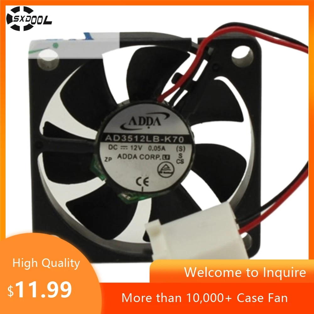 Ventilador de 35 mm para ADDA AD3512LB-K70 Ventilador de enfriamiento axial de bajo ruido silencioso de 35 mm CC 12 V - Doble rodamiento de bolas, 0,05 A