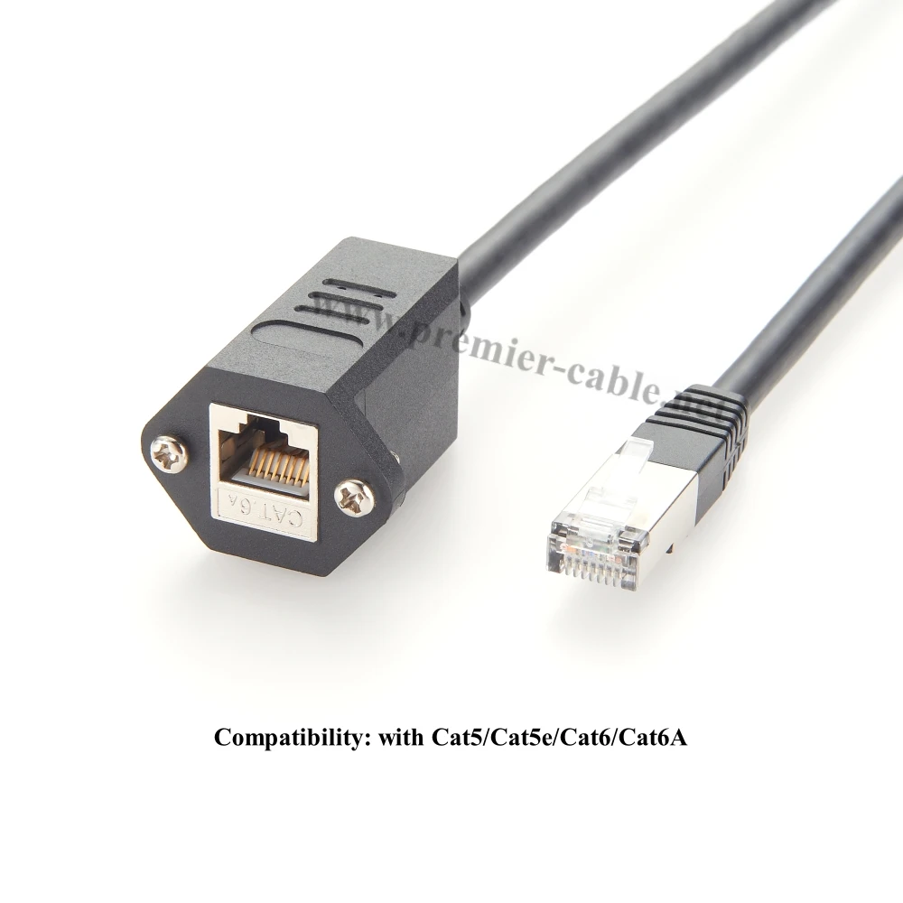 Cable de extensión macho a hembra de red Ethernet RJ45 Cat6A, 10Gbps, Panel de tornillo RJ45, Cable blindado de alimentación del chasis para Cat6/5e - imagen 4