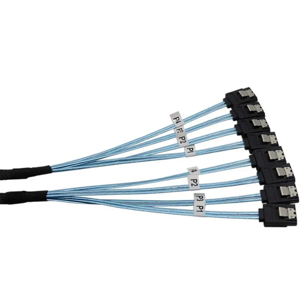 Cable de datos de 4sata a 4sata 4,0, Cable de disco duro de 180 ° con cabeza hembra 7p, Cable de red trenzada, funda de ordenador, Cables de Hardware para PC - imagen 3