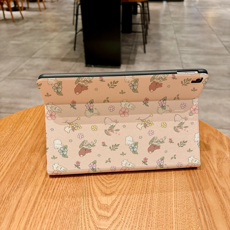 Bonita funda de conejo con flores rosas para iPad pro 10/11 pulgadas 2020/6/7th /8th /Air 3rd/Air 4th/9th gen/Air 5th Gen 2022/Air 11 - imagen 5