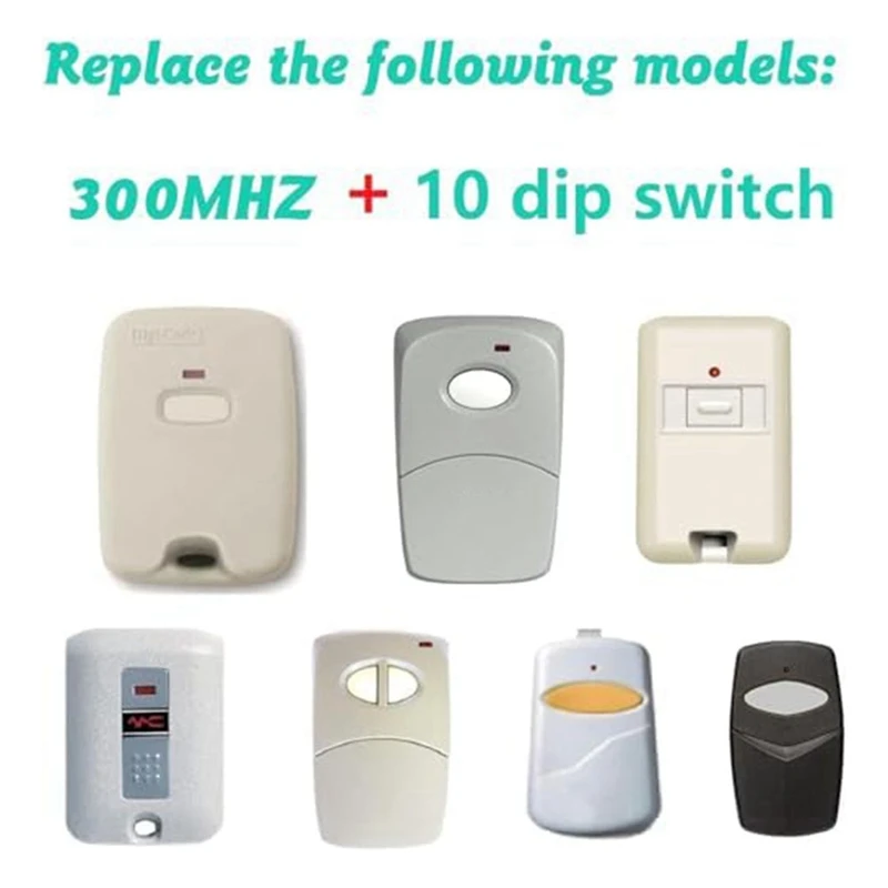 Abridor de puerta de garaje 3089 de repuesto, transmisor remoto 300Mhz, interruptor Dip 10, gris, Compatible con 308911, MCS308911 - imagen 4