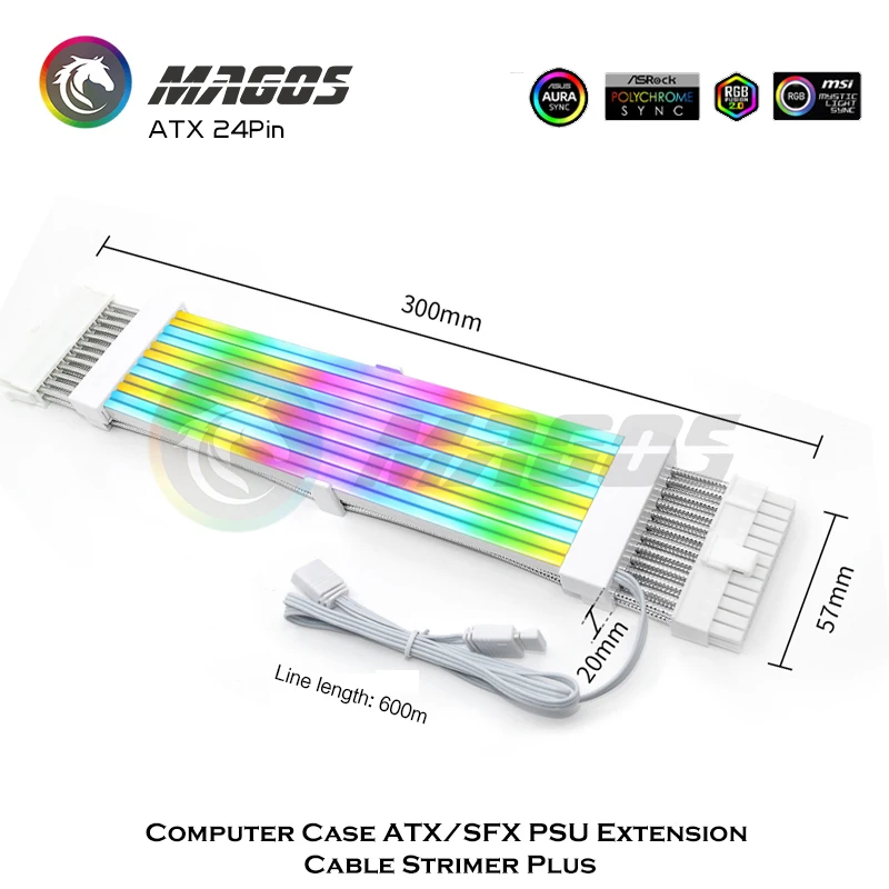 Cable de extensión GPU ARGB Rainbow Neon Line cubierta de luz LED ATX 24Pin 8PinX2 Cable extensor no Lian Li Stimer Plus - imagen 4