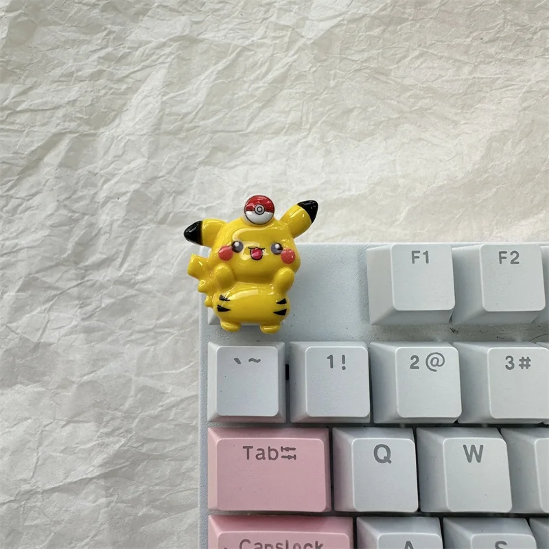 Lindo dibujo animado Pikachu Keycap DIY hecho a mano teclado mecánico personalizado Keycap chica regalo Ecs Keycap teclado Decoración - imagen 2