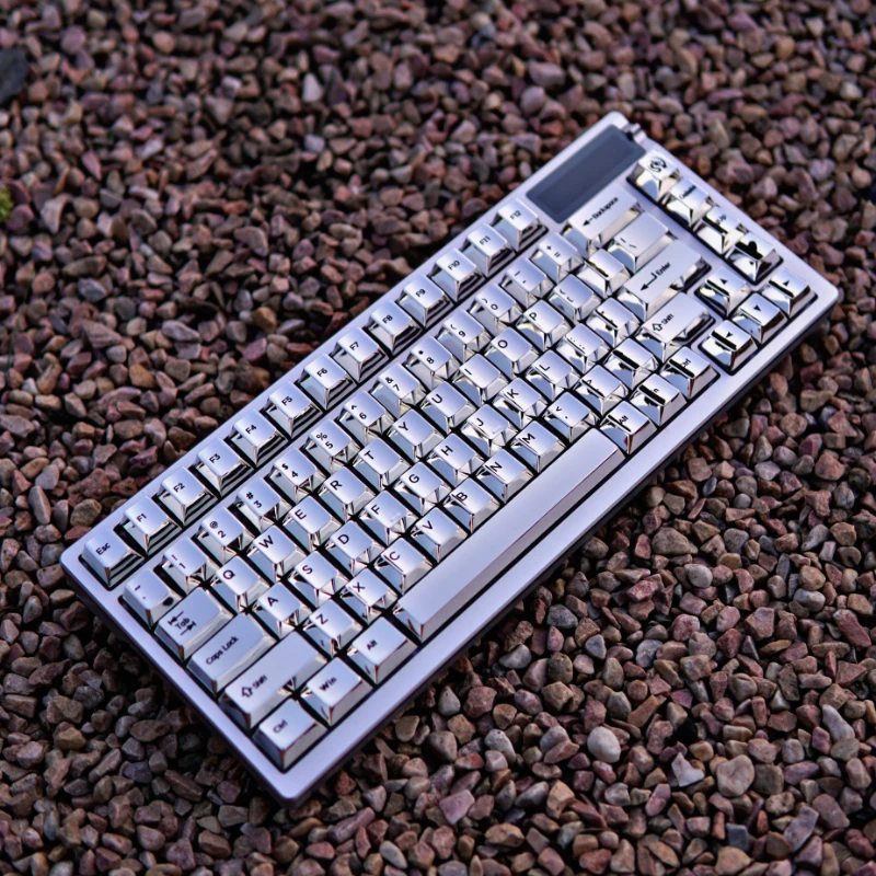 Teclas de Metal plateado, accesorios de teclado mecánico, espejo de perfil de cereza, 104/80%/75%/65%/60%, regalo