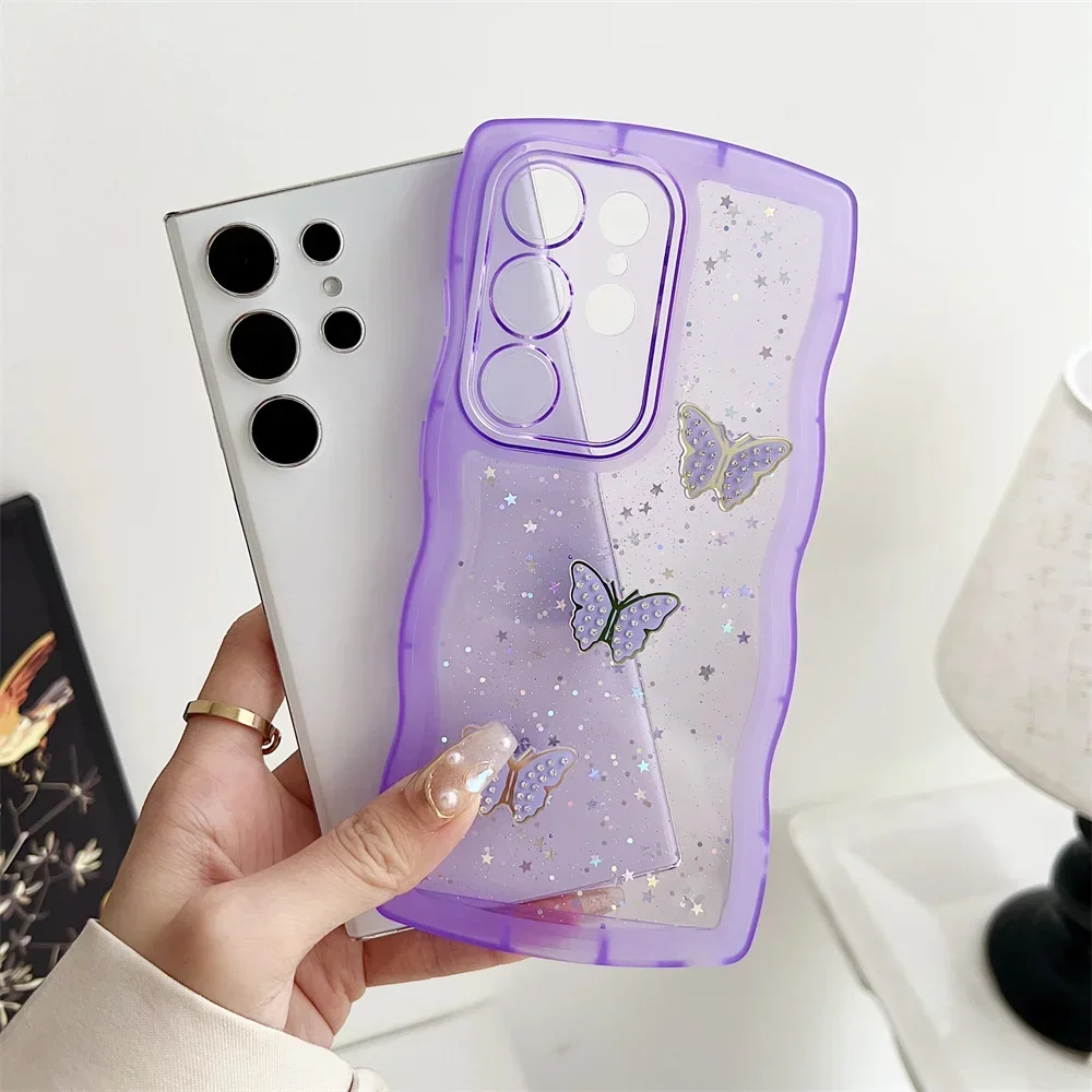 Funda transparente de mariposa para Samsung Galaxy S24, S23 Ultra, S22 Plus, S21, S20 FE, A05, A73, A54, A55, A25, A15, Note 20, Diamante brillante - imagen 3