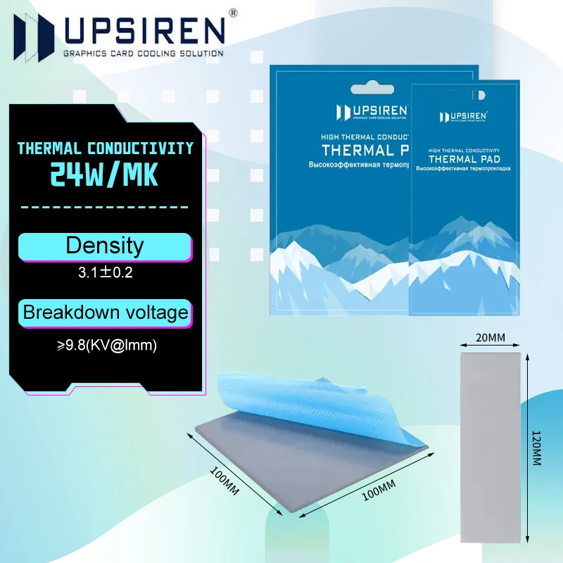Upsiren 24W/mk 0,75/1,25/1,75mm GPU CPU disipador de calor almohadilla de silicona conductora de refrigeración almohadilla térmica auténtica Original de alta calidad
