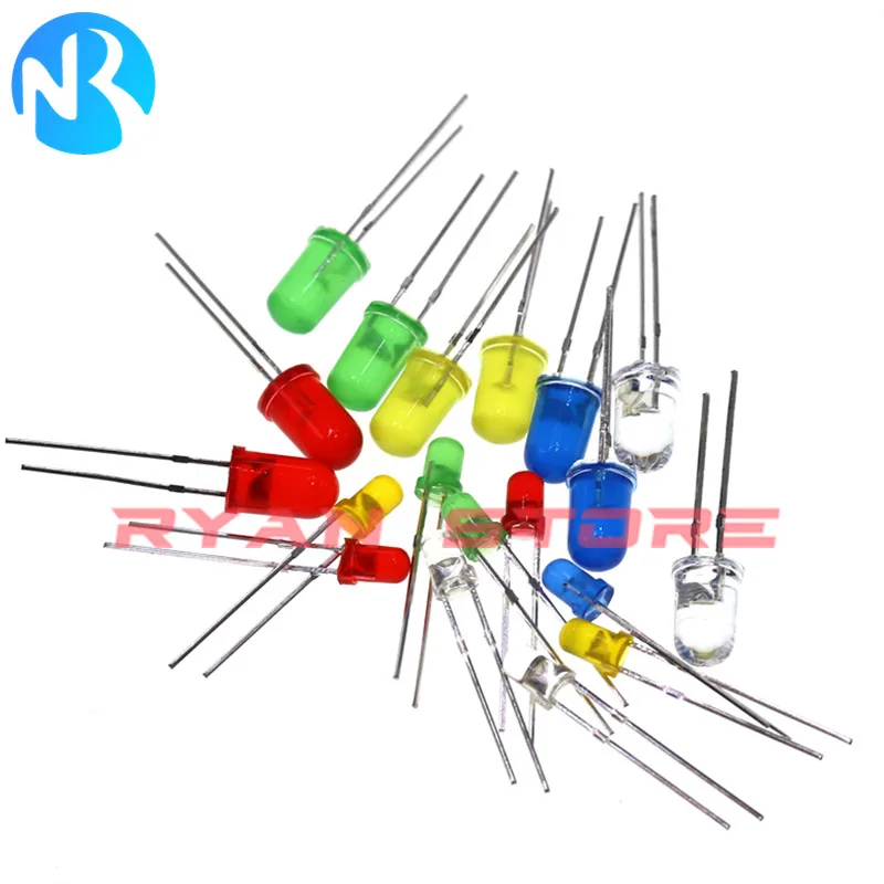 500 unids/caja luces LED surtido de diodos emisores 3MM 5MM Kit de diodos LED para electrónica DIY blanco rojo azul verde amarillo - imagen 5