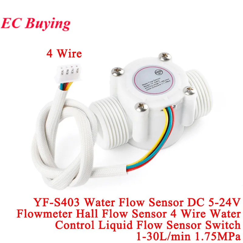 Sensor de flujo de agua 3Y, medidor de flujo, interruptor de flujo Hall, 4/6 puntos, G1/2/3/4, Control de agua 1-30L/min, 1,75MPa, 2.0MPa, YF-S201 S403 S201C - imagen 4