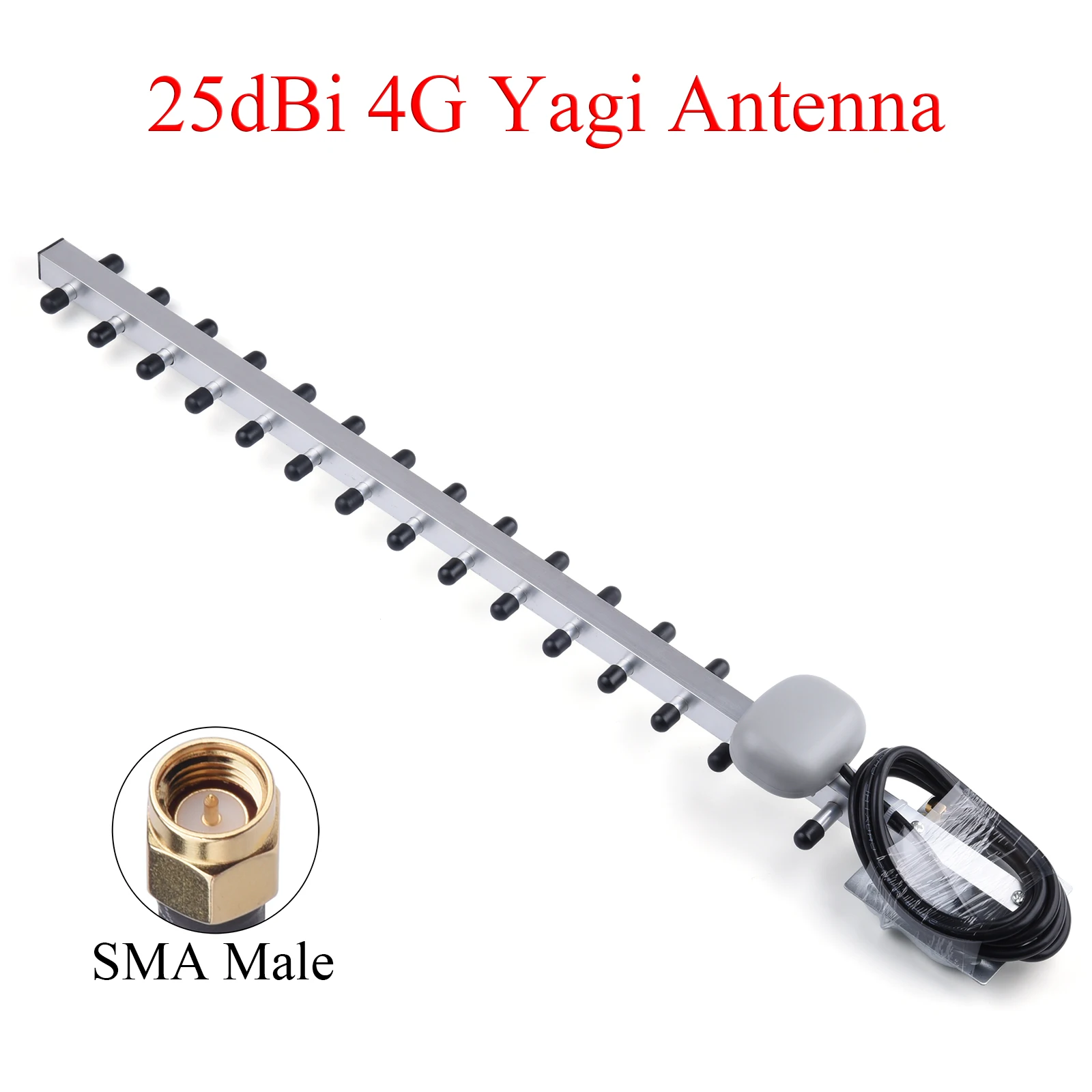 1 Uds 4G LTE 25dBi antena 791-2690MHz antena Yagi inalámbrica para exteriores SMA macho con Kit de cables de extensión - imagen 2