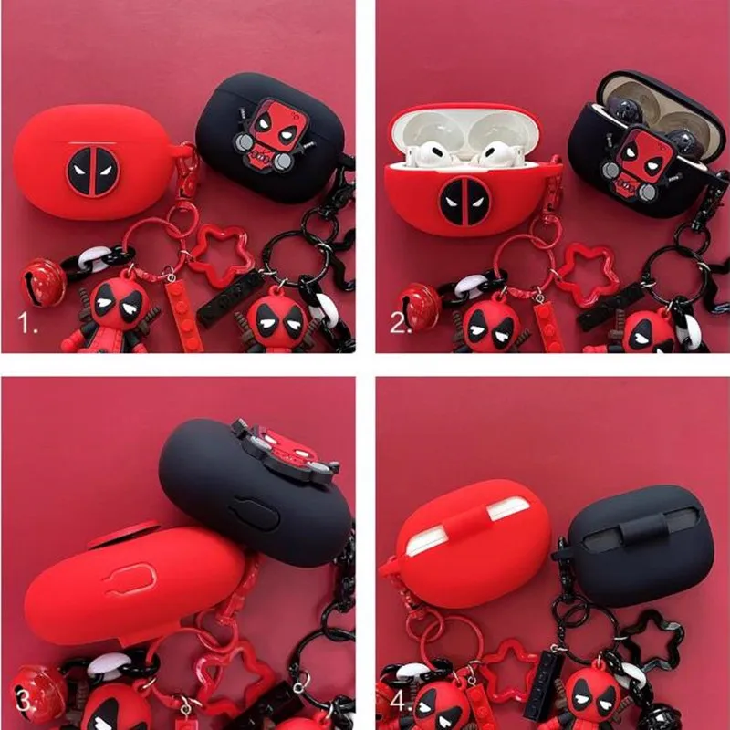 Funda para auriculares Marvel Deadpool Realme Buds Air5 Pro/Air6/Air6 Pro/T300, funda protectora de silicona para auriculares inalámbricos con llavero - imagen 2