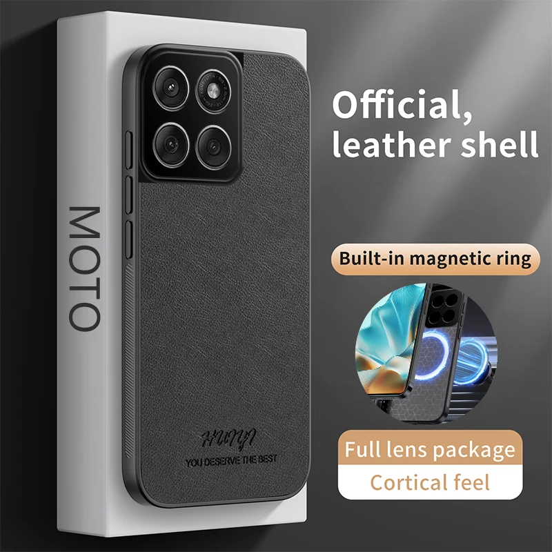 Funda de cuero para Motorola Edge 60 Pro 5G, soporte magnético para coche, funda de teléfono de silicona con carga inalámbrica, MotorolaEdge60Pro XT2507-1 - imagen 2