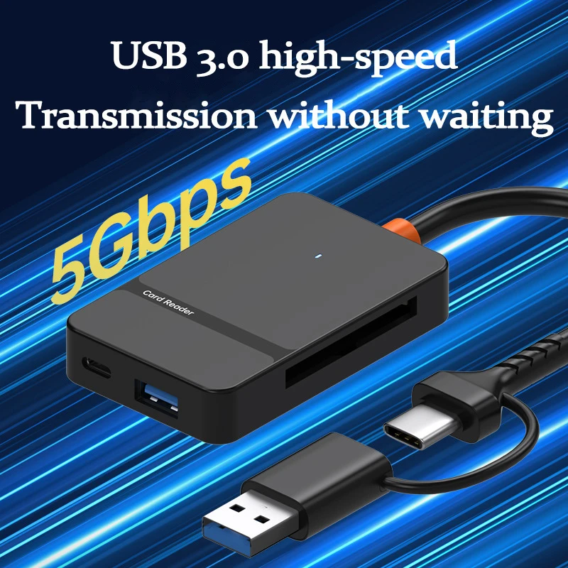 UTHAI TF12 accesorios para ordenador portátil USB 3,0/TYPE-C cuatro tarjetas misma lectura lector de tarjetas SD/TF/CF/MS lector de tarjetas multifuncional de alta velocidad - imagen 4