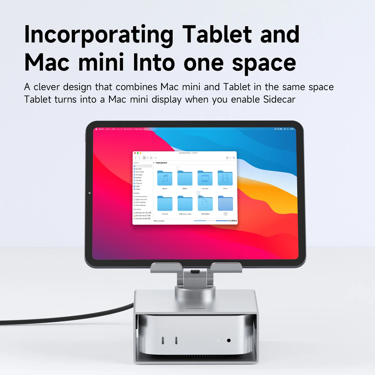 Soporte de escritorio Hagibis para iPad Pro/Air Mac mini M4/M4 Pro Soporte de metal de almacenamiento 360 °   Soporte multifunción plegable ajustable - imagen 2