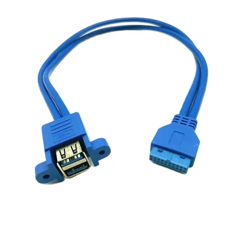 Panel hembra USB 3,0 apilable a placa base Cable de cabecera de 20 pines puertos duales cable de 30cm/50cm - imagen 5