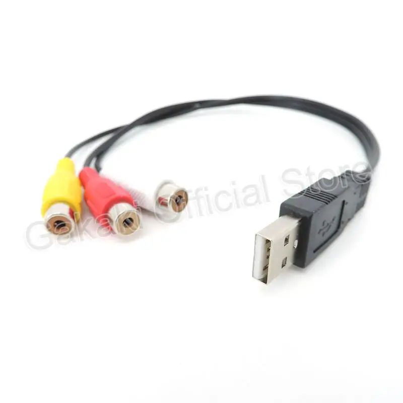 Adaptador USB macho a 3 RCA AV hembra, convertidor de Audio, conector de Cable de vídeo para HDTV, TV, Cable de Cable